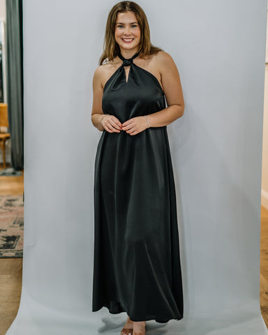 Silky Satin Cut Out Maxi Dress