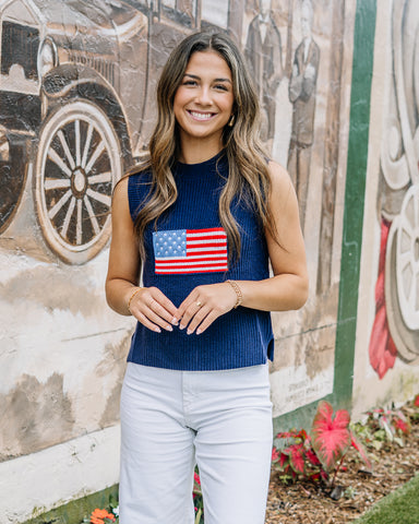 USA Flag Sweater Tank