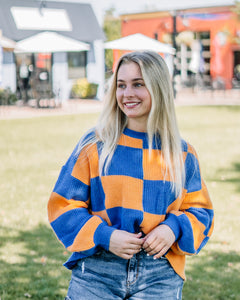 Orange & Blue Checkered Sweater