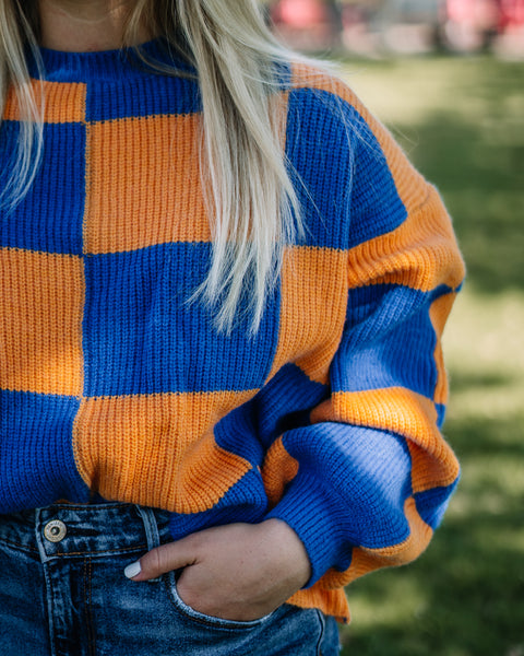 Orange & Blue Checkered Sweater