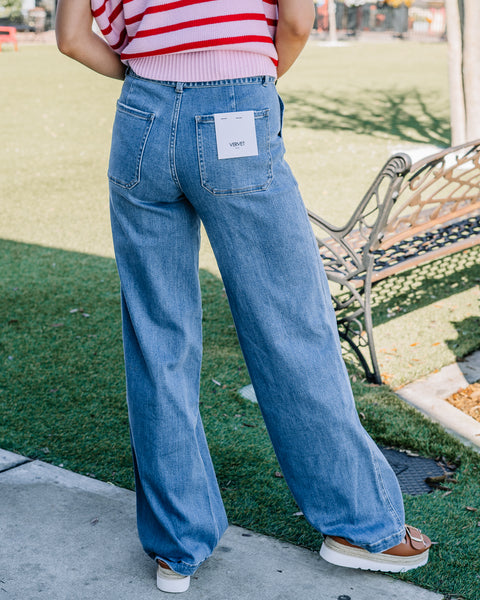 Bow Tie Front Wide Leg Jeans