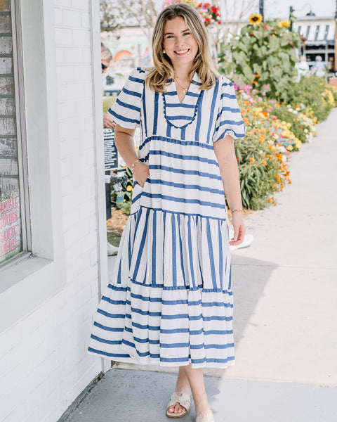 Elenor Stripe Midi Dress