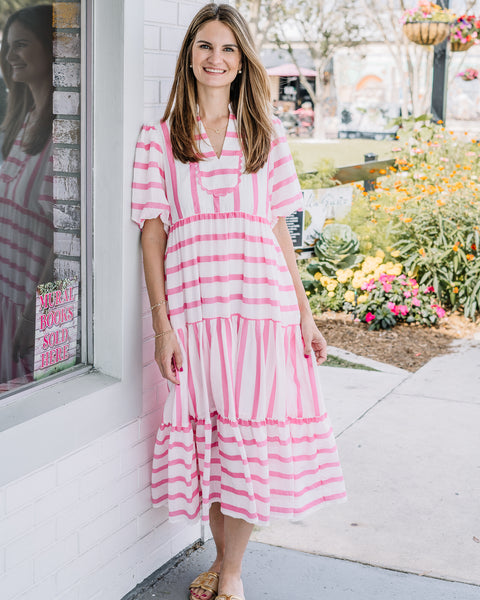 Elenor Stripe Midi Dress