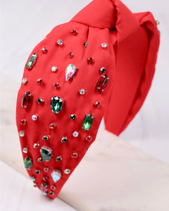 Jovie Jeweled Headband Red
