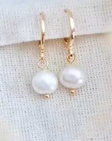 Round Pearl Hoop Huggies