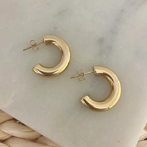 Gold Plated 25mm Thick Hoop Earrings
