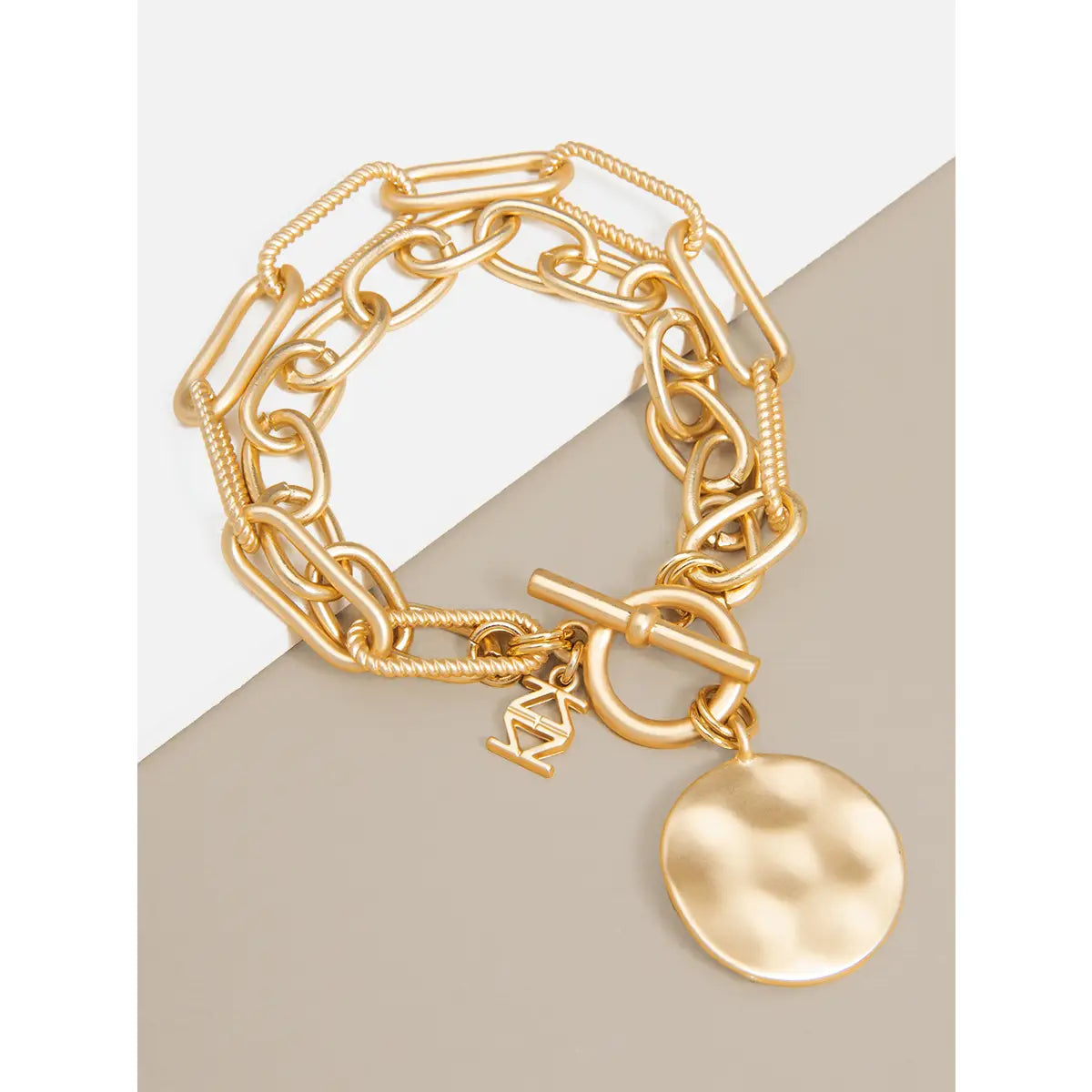 Paper clip links coin bracelet